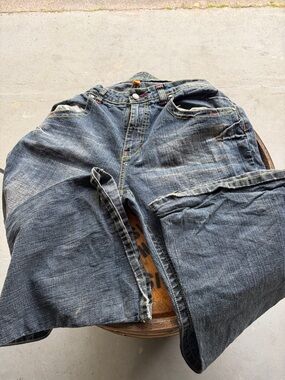 Wide-Leg Denim Jeans — Faded Blue